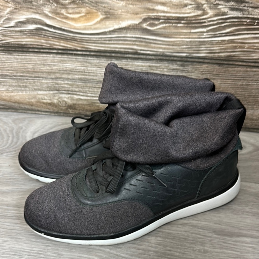 Gray and Black Ankle Boots with Two-Tone Design